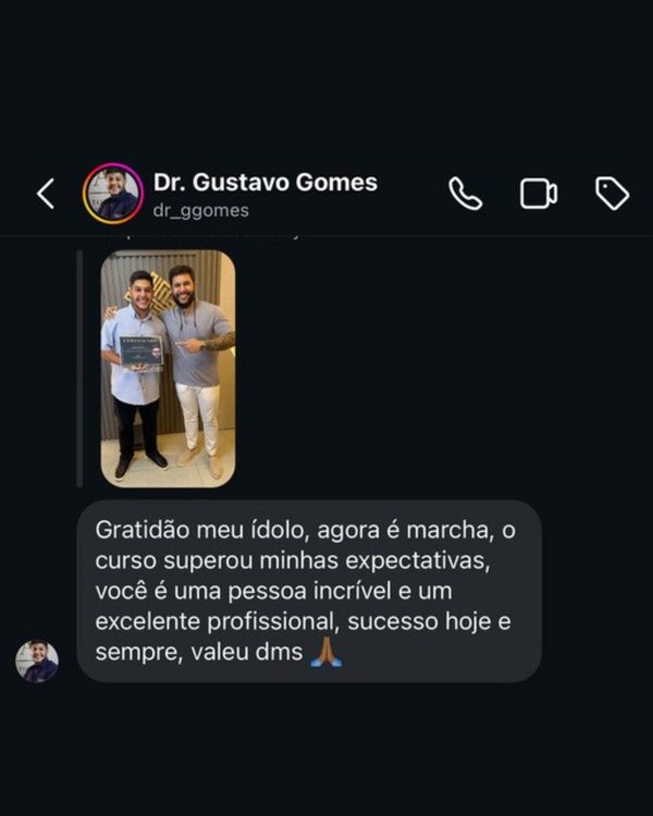 Depoimento de aluno do Método Áurea — print de mensagem